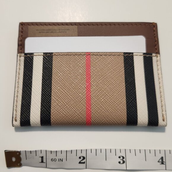 Burberry Sandon Icon Stripe Beige Tan Card Holder | Men's Gift | Unisex - Picture 6 of 8